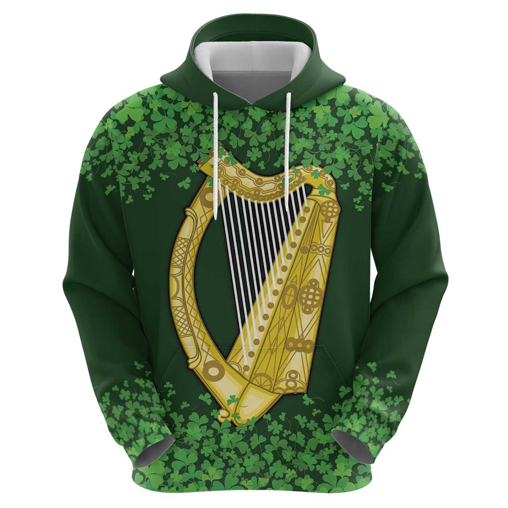 Ireland Leinster Gold Irish Harp with Shamrock Hoodie Laighin Flag With Shamrock Patern LT17