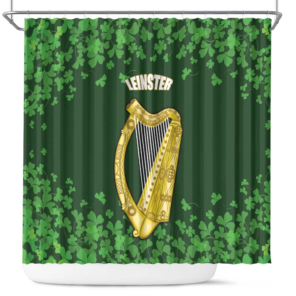 Ireland Leinster Gold Irish Harp with Shamrock Shower Curtain Laighin Flag With Shamrock Patern LT17