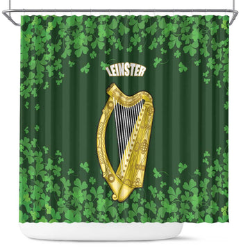 Ireland Leinster Gold Irish Harp with Shamrock Shower Curtain Laighin Flag With Shamrock Patern LT17