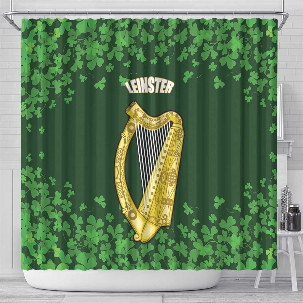Ireland Leinster Gold Irish Harp with Shamrock Shower Curtain Laighin Flag With Shamrock Patern LT17