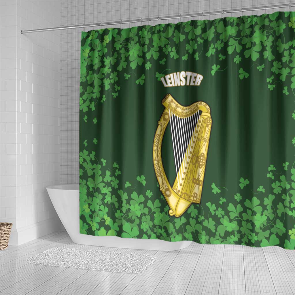 Ireland Leinster Gold Irish Harp with Shamrock Shower Curtain Laighin Flag With Shamrock Patern LT17