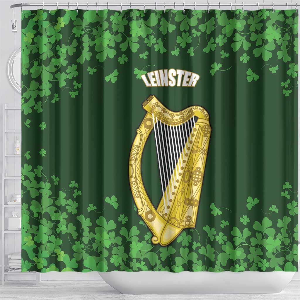 Ireland Leinster Gold Irish Harp with Shamrock Shower Curtain Laighin Flag With Shamrock Patern LT17