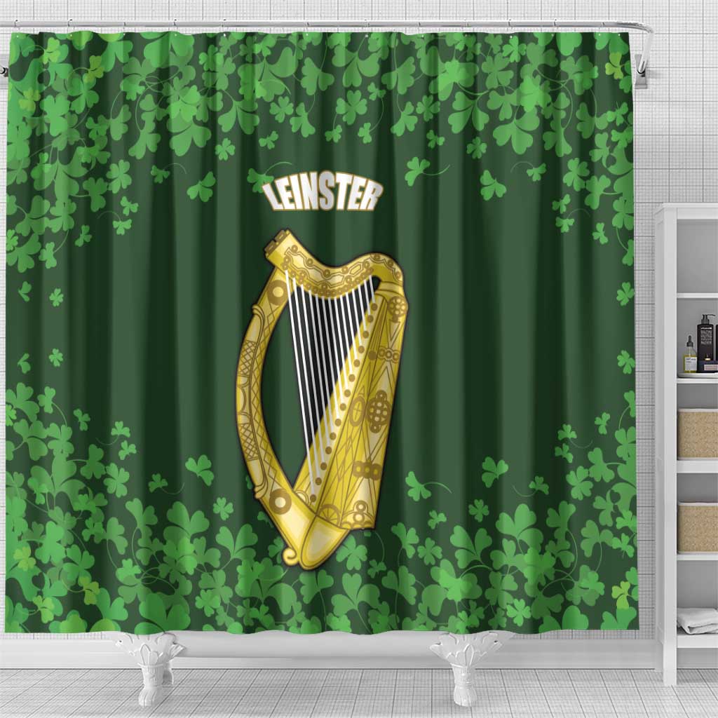Ireland Leinster Gold Irish Harp with Shamrock Shower Curtain Laighin Flag With Shamrock Patern LT17