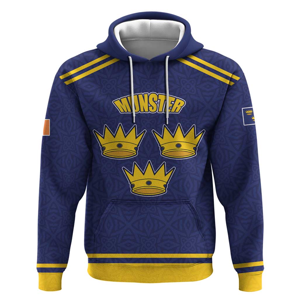 Personalized Ireland Munster Three Gold Crowns Hoodie An Mhumhain Flag Three Gold Crowns LT17
