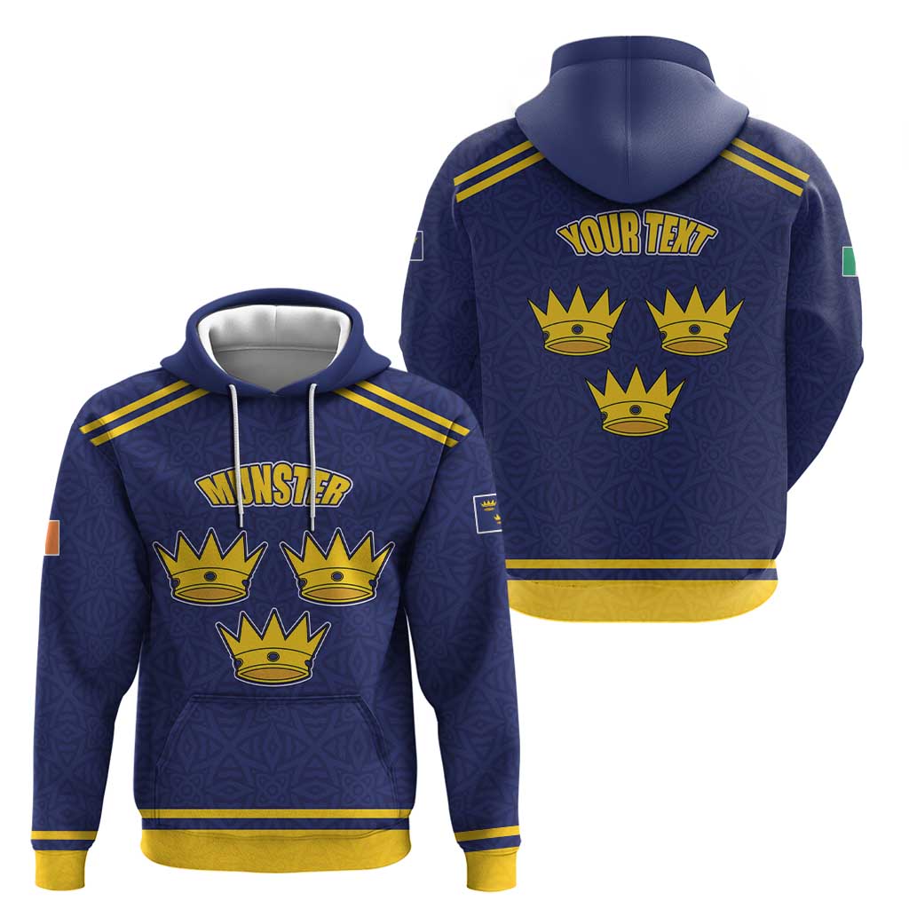 Personalized Ireland Munster Three Gold Crowns Hoodie An Mhumhain Flag Three Gold Crowns LT17