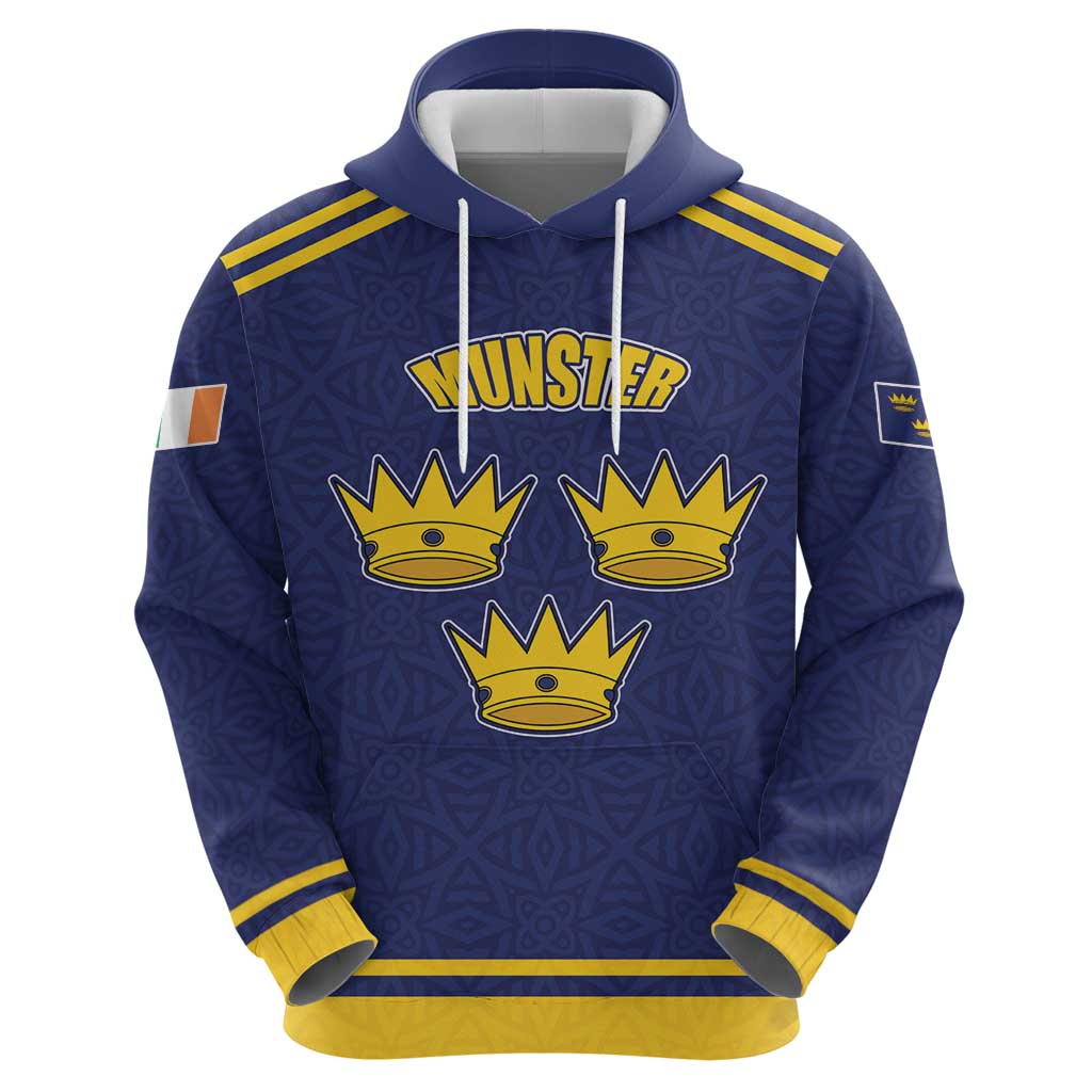 Personalized Ireland Munster Three Gold Crowns Hoodie An Mhumhain Flag Three Gold Crowns LT17