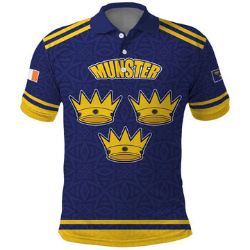 Personalized Ireland Munster Three Gold Crowns Polo Shirt An Mhumhain Flag Three Gold Crowns LT17