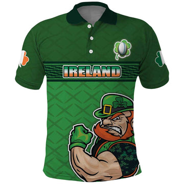 Custom Ireland Rugby with Celtic Pattern Polo Shirt Shamrock Go Champions LT17