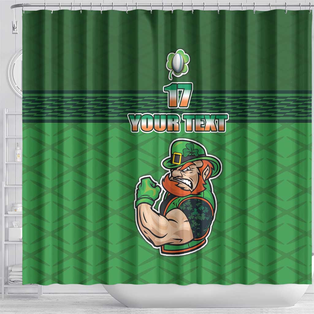 Custom Ireland Rugby with Celtic Pattern Shower Curtain Shamrock Go Champions LT17