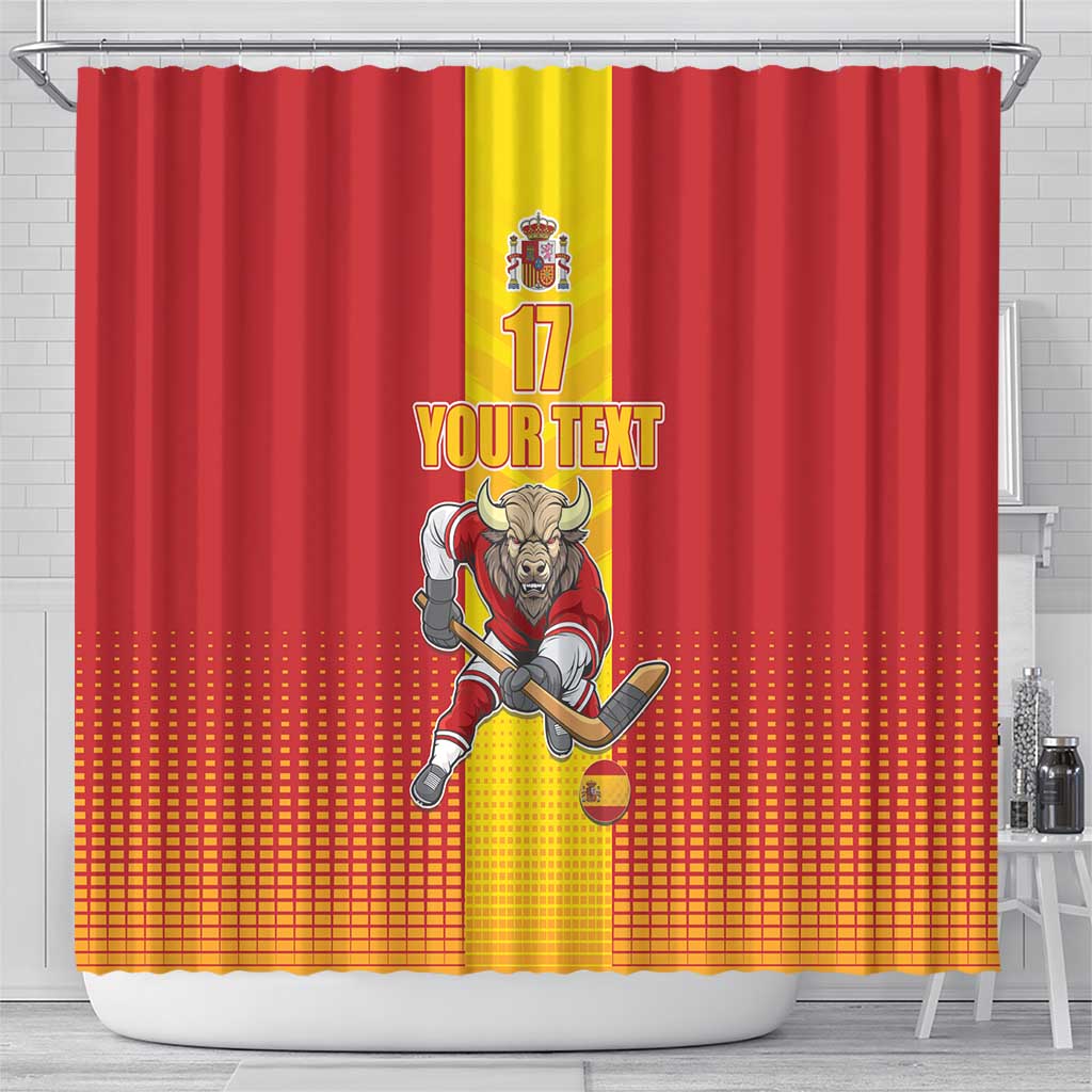 Custom Spain Field Hockey Shower Curtain Sporty Style with Bull Mascot LT17