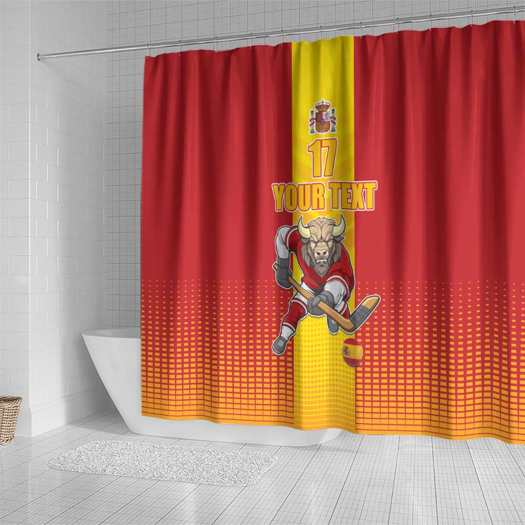 Custom Spain Field Hockey Shower Curtain Sporty Style with Bull Mascot LT17