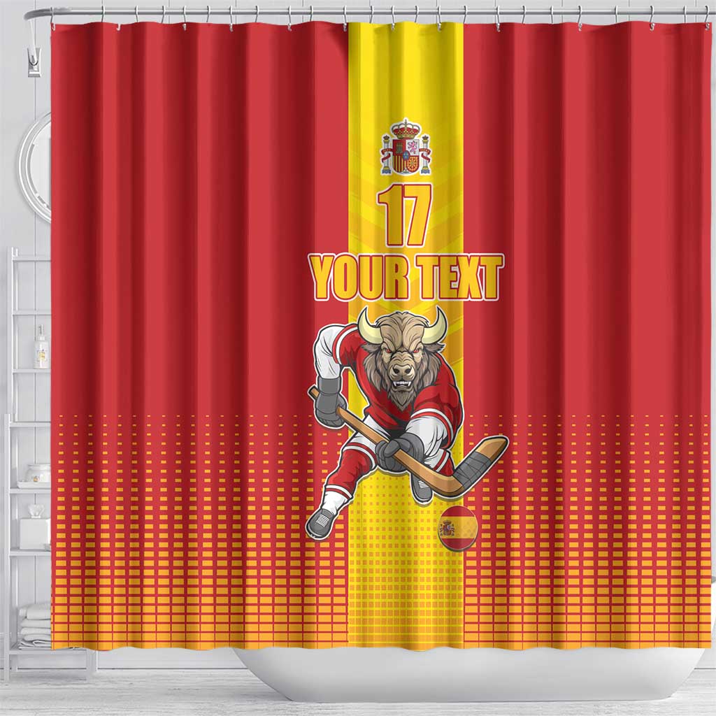 Custom Spain Field Hockey Shower Curtain Sporty Style with Bull Mascot LT17