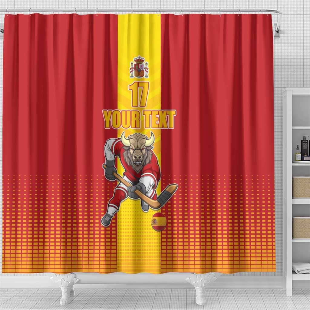 Custom Spain Field Hockey Shower Curtain Sporty Style with Bull Mascot LT17