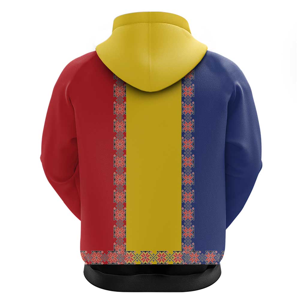 Romania National Flag Day 26th June Hoodie Red Traditional Embroidery Patterns LT17