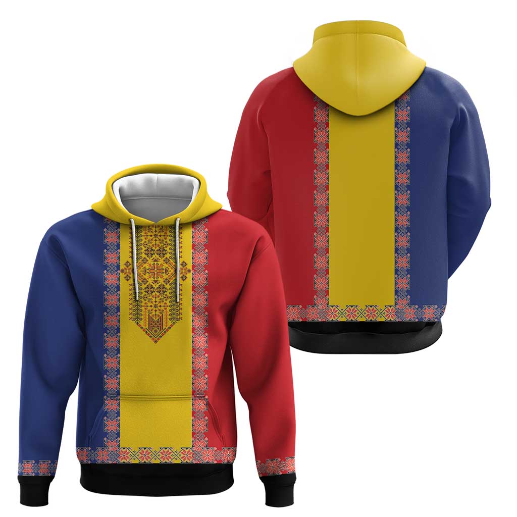 Romania National Flag Day 26th June Hoodie Red Traditional Embroidery Patterns LT17