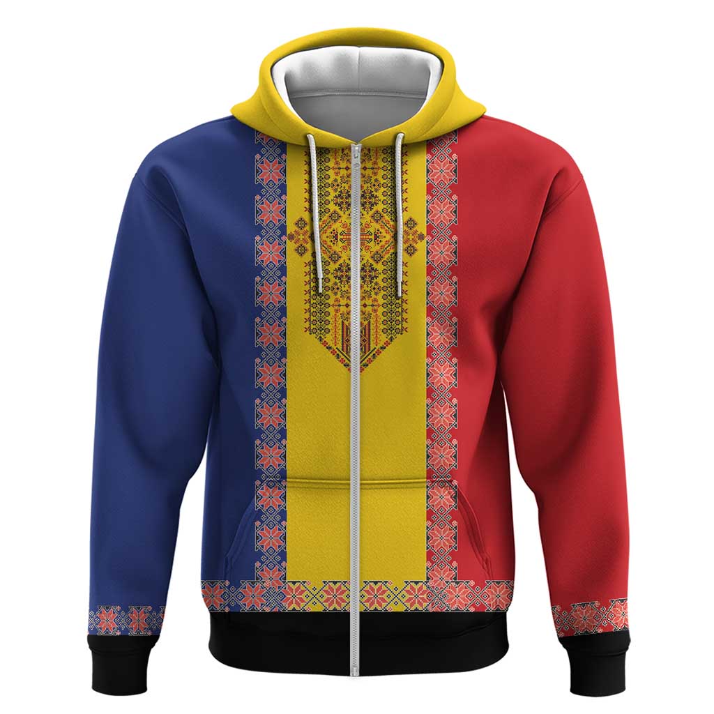 Romania National Flag Day 26th June Hoodie Red Traditional Embroidery Patterns LT17