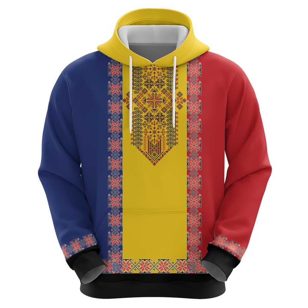 Romania National Flag Day 26th June Hoodie Red Traditional Embroidery Patterns LT17
