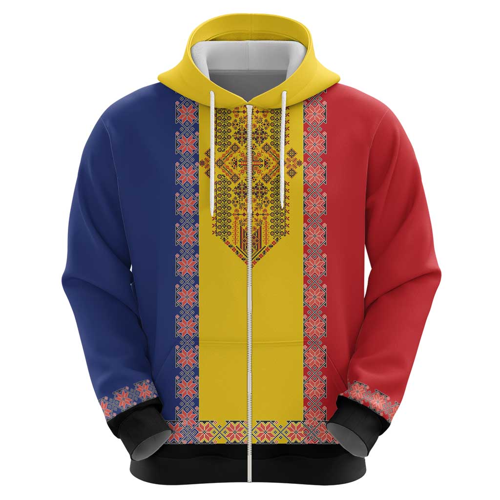 Romania National Flag Day 26th June Hoodie Red Traditional Embroidery Patterns LT17