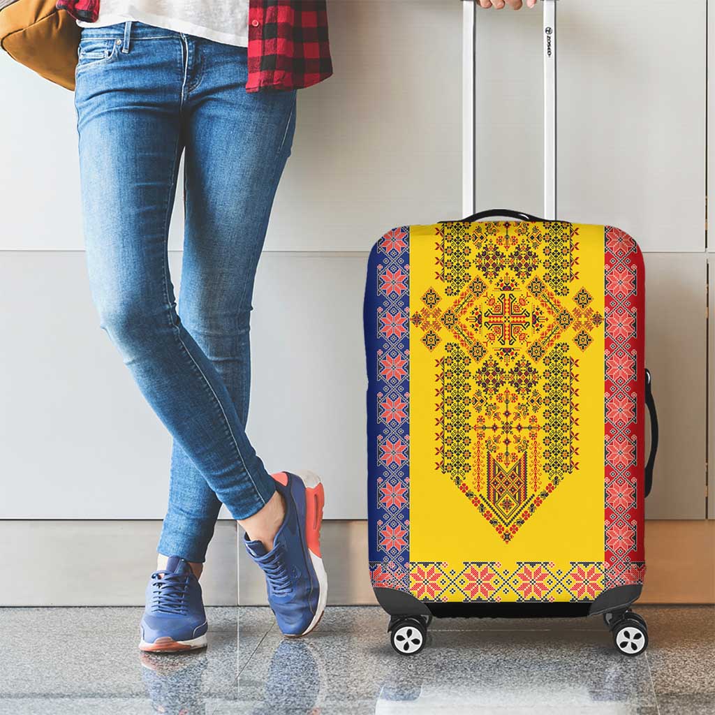 Romania National Flag Day 26th June Luggage Cover Red Traditional Embroidery Patterns LT17