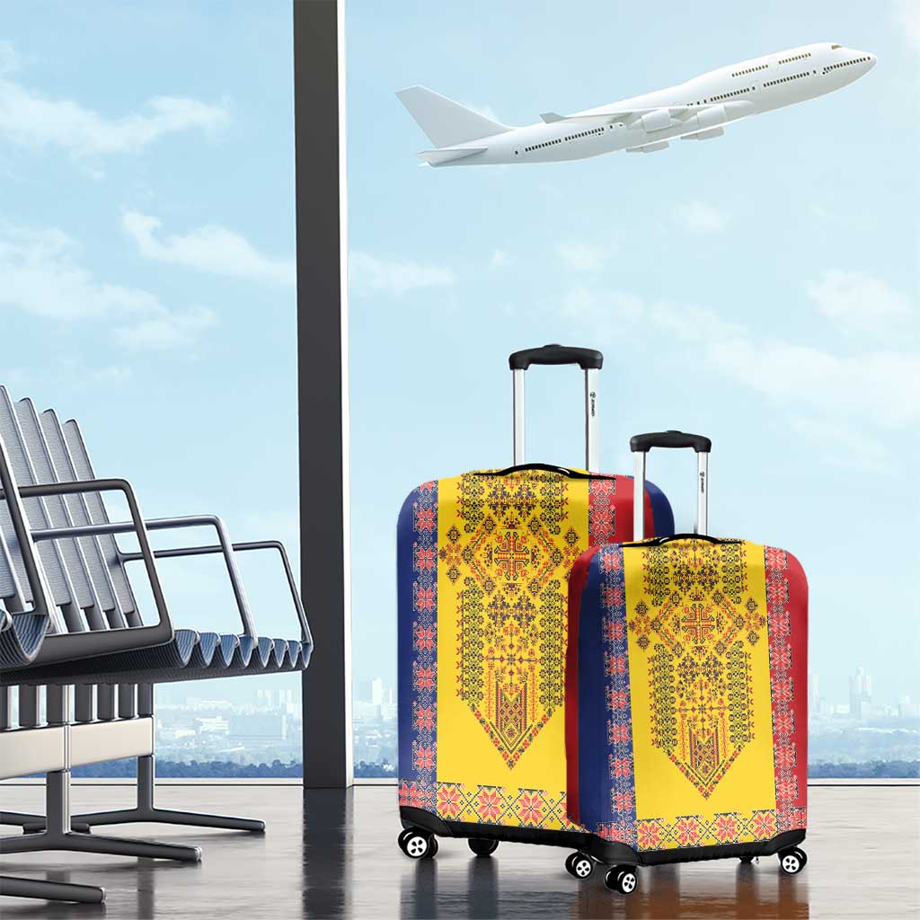 Romania National Flag Day 26th June Luggage Cover Red Traditional Embroidery Patterns LT17