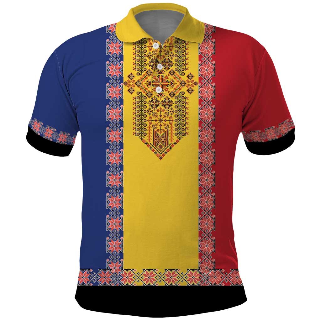 Romania National Flag Day 26th June Polo Shirt Red Traditional Embroidery Patterns LT17