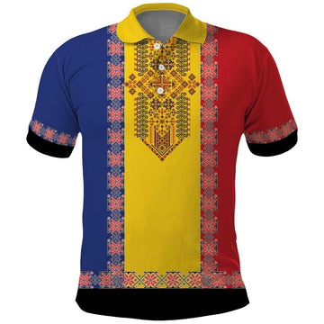 Romania National Flag Day 26th June Polo Shirt Red Traditional Embroidery Patterns LT17