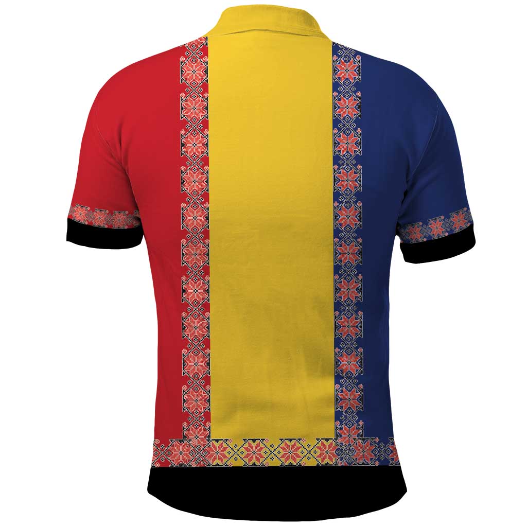 Romania National Flag Day 26th June Polo Shirt Red Traditional Embroidery Patterns LT17