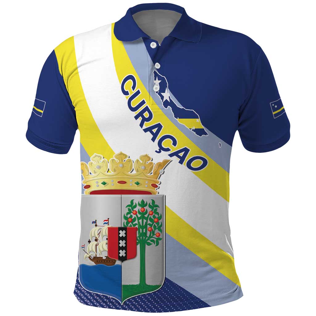 Personalized Curacao Coat of Arms Polo Shirt Map Flag Style LT17
