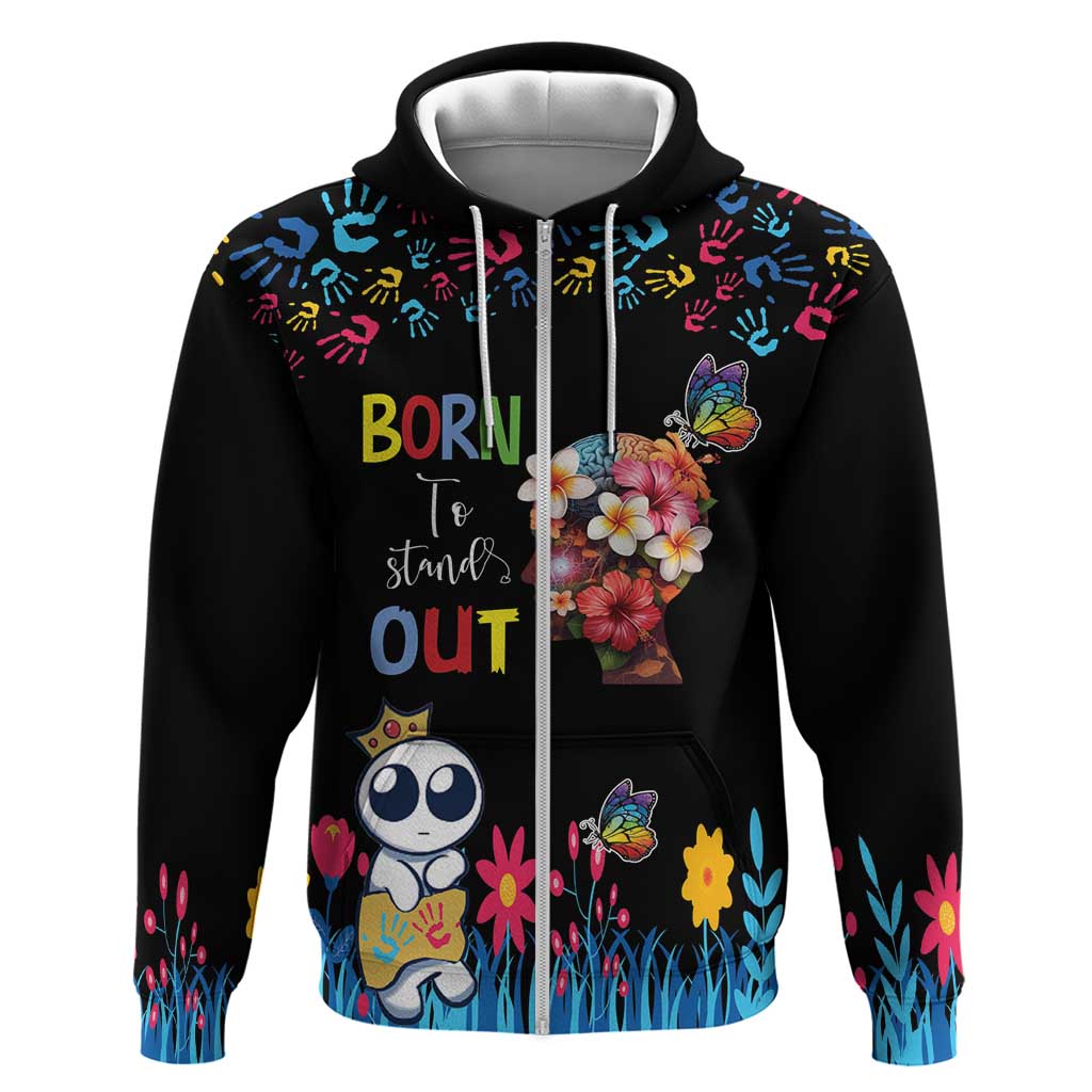 Born to Stand Out Autism Awareness Hoodie Brain Mind and Yippee! LT17