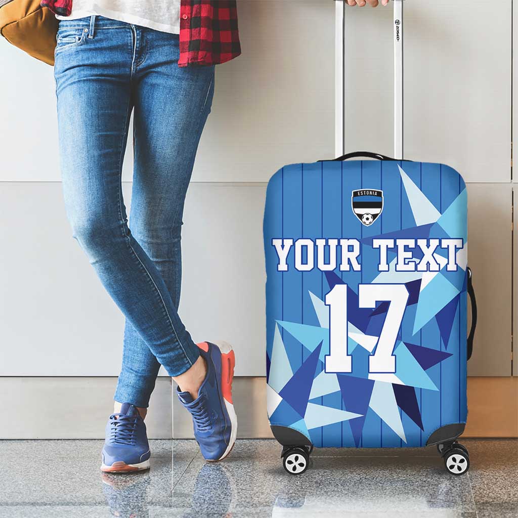 Custom Estonia Football Luggage Cover Retro Jersey Blue Version LT17