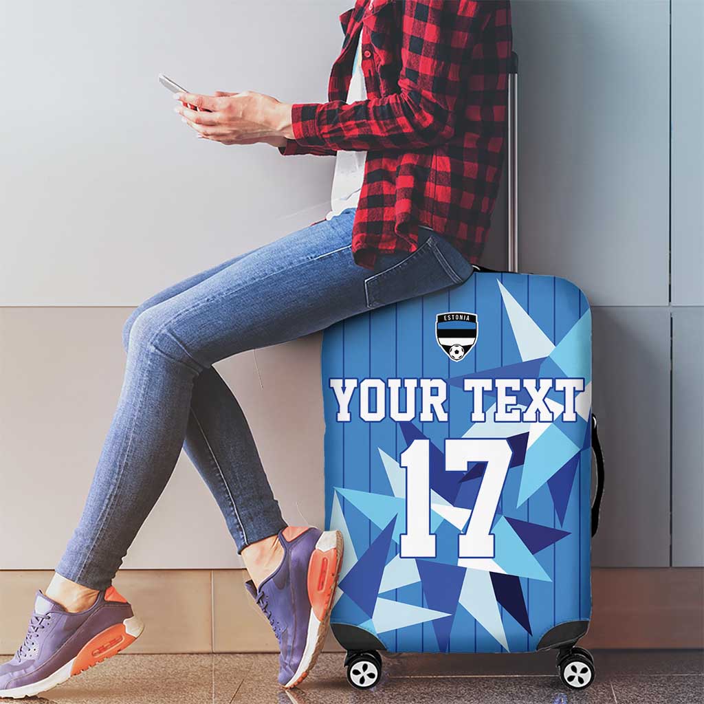 Custom Estonia Football Luggage Cover Retro Jersey Blue Version LT17