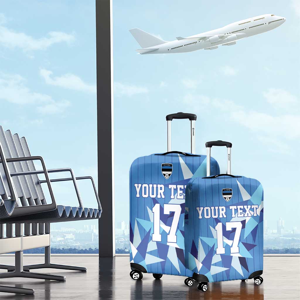 Custom Estonia Football Luggage Cover Retro Jersey Blue Version LT17