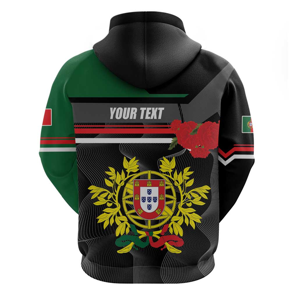 Personalized Portugal Coat of Arms with Carnation Hoodie Portuguese Bandeira Verde-Rubra LT17