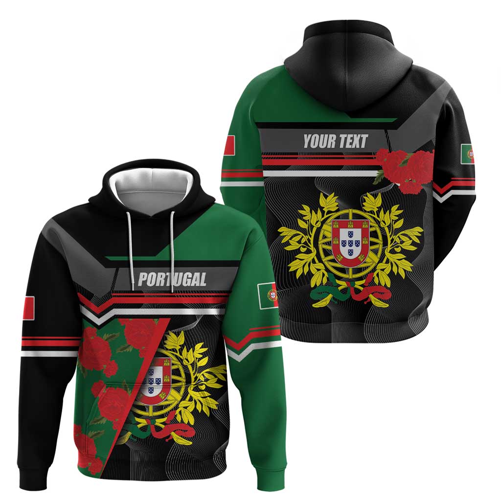 Personalized Portugal Coat of Arms with Carnation Hoodie Portuguese Bandeira Verde-Rubra LT17