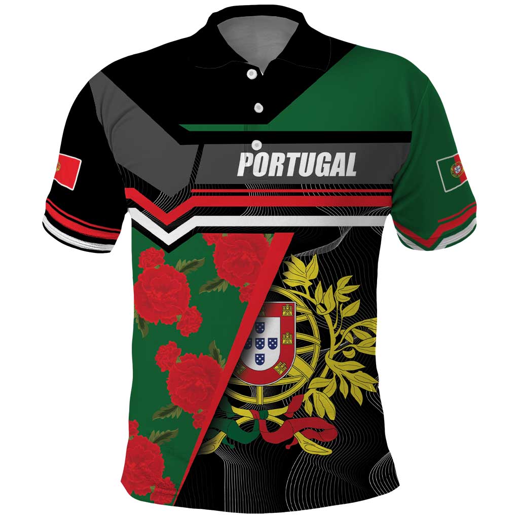 Personalized Portugal Coat of Arms with Carnation Polo Shirt Portuguese Bandeira Verde-Rubra LT17