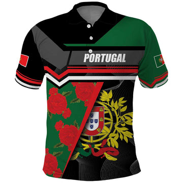 Personalized Portugal Coat of Arms with Carnation Polo Shirt Portuguese Bandeira Verde-Rubra LT17