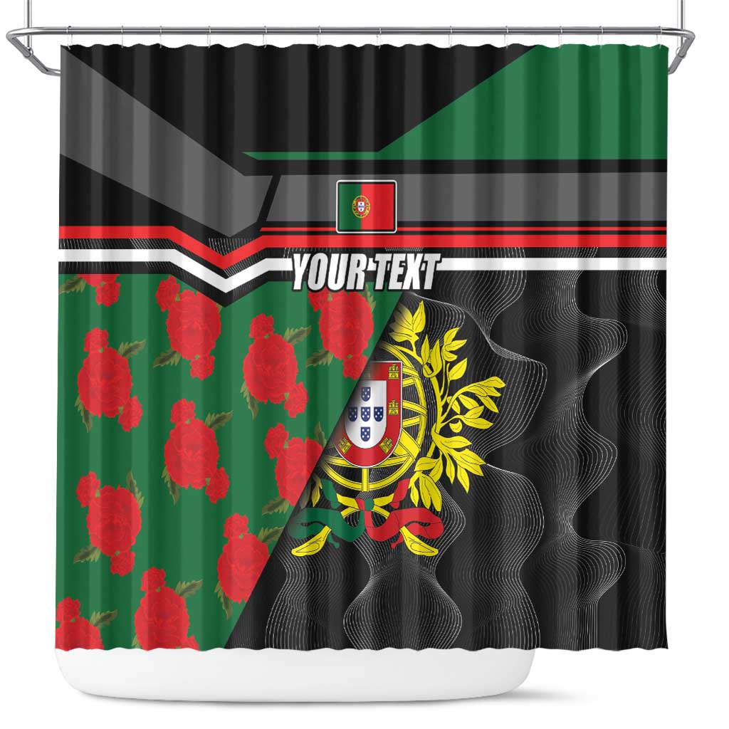 Personalized Portugal Coat of Arms with Carnation Shower Curtain Portuguese Bandeira Verde-Rubra LT17