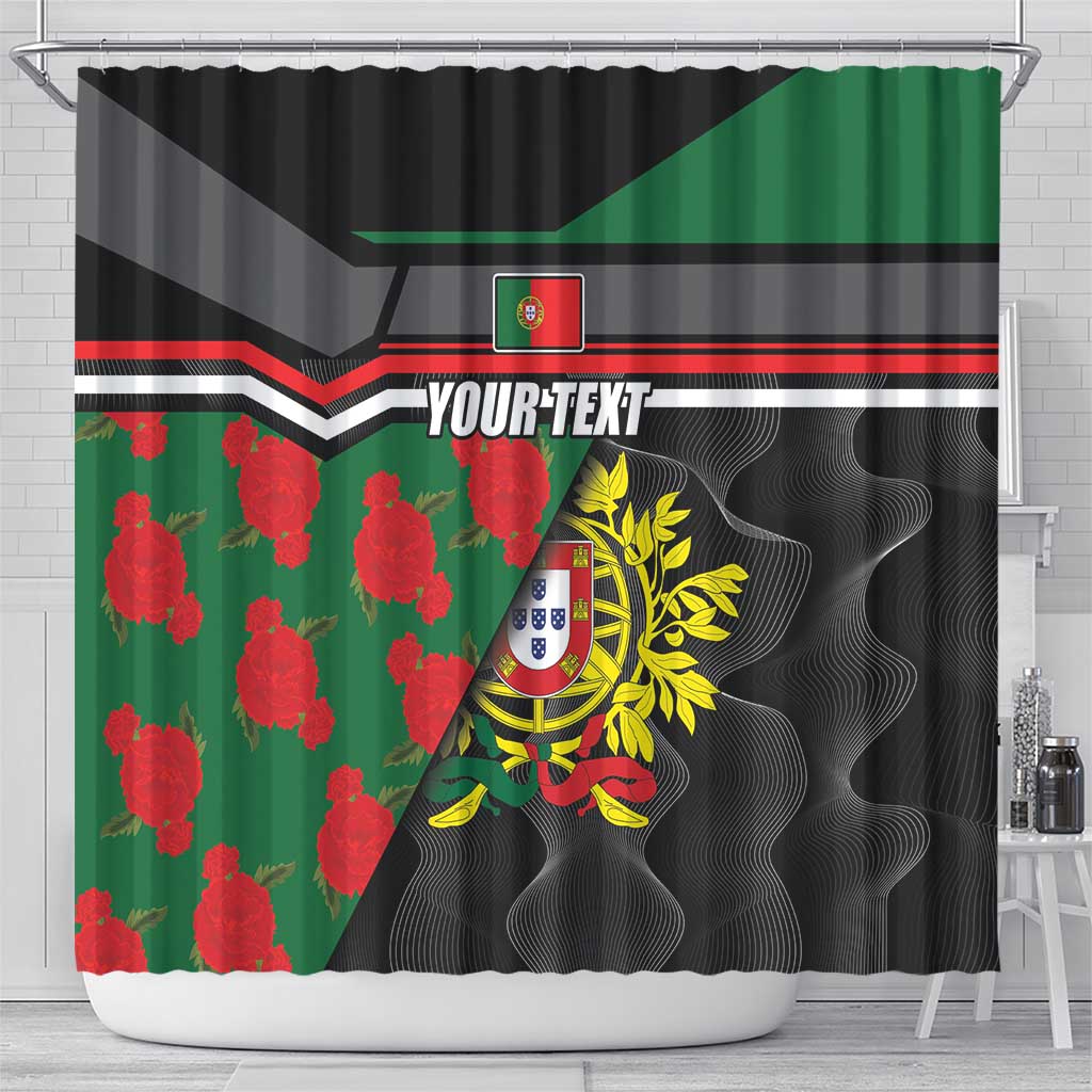Personalized Portugal Coat of Arms with Carnation Shower Curtain Portuguese Bandeira Verde-Rubra LT17
