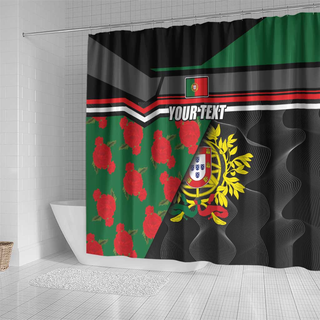 Personalized Portugal Coat of Arms with Carnation Shower Curtain Portuguese Bandeira Verde-Rubra LT17