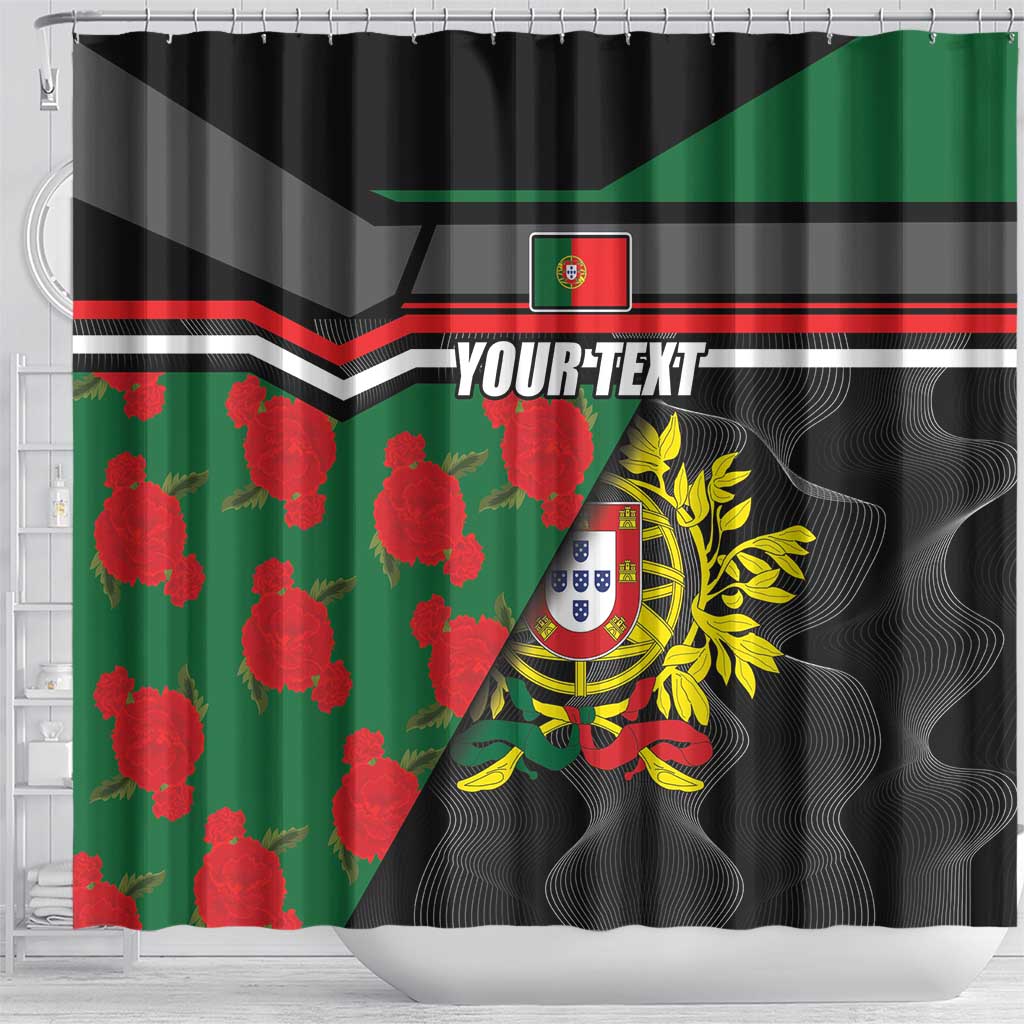 Personalized Portugal Coat of Arms with Carnation Shower Curtain Portuguese Bandeira Verde-Rubra LT17
