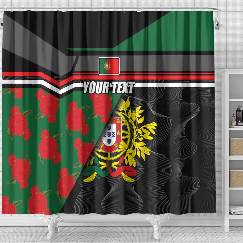 Personalized Portugal Coat of Arms with Carnation Shower Curtain Portuguese Bandeira Verde-Rubra LT17