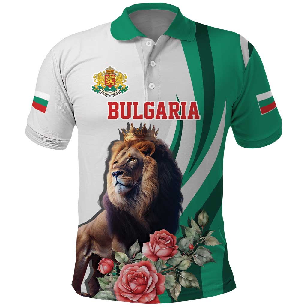 Personalized Bulgaria Coat of Arms Polo Shirt A Crowned Golden Lion with Rose LT17