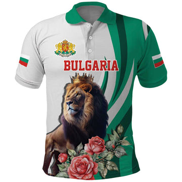 Personalized Bulgaria Coat of Arms Polo Shirt A Crowned Golden Lion with Rose LT17