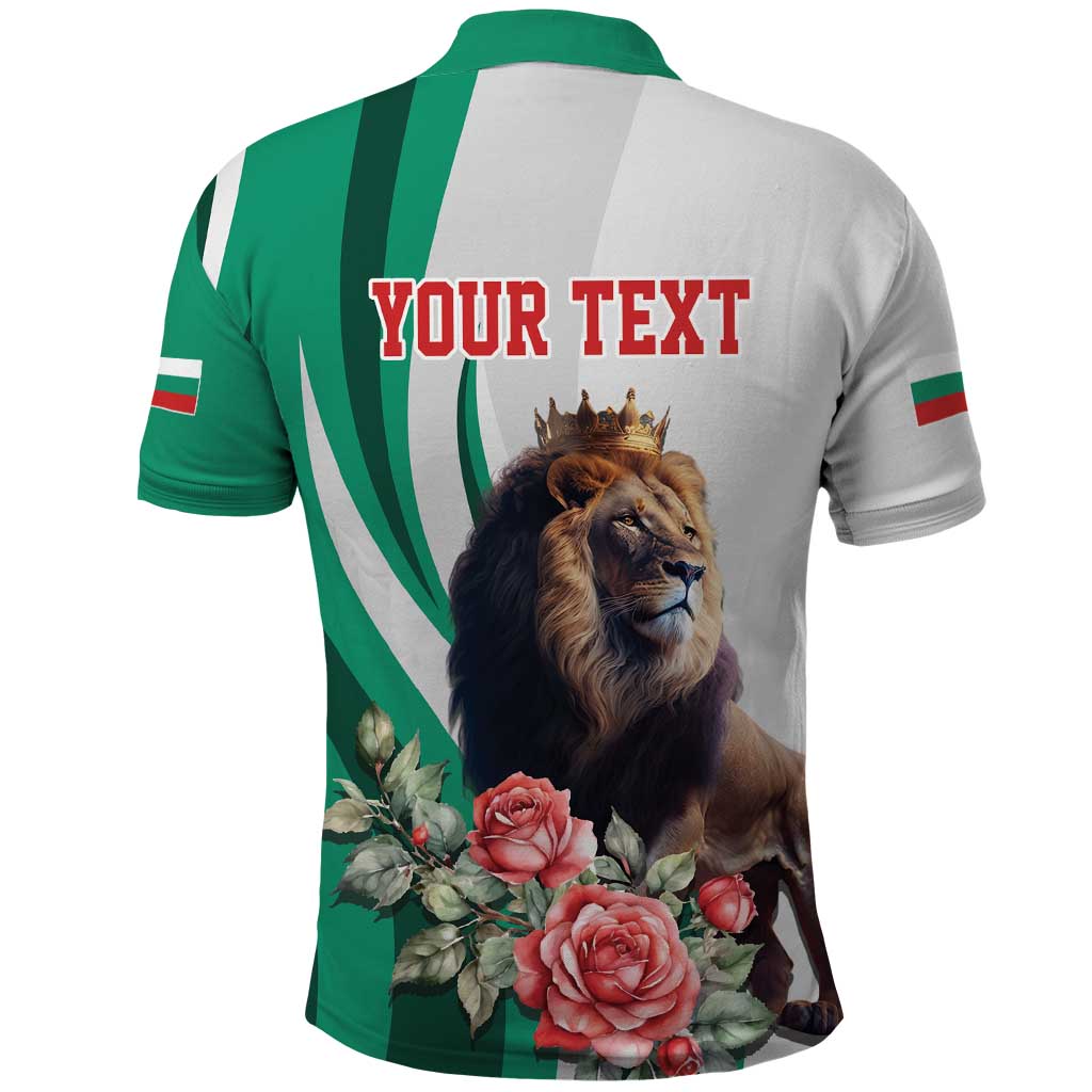 Personalized Bulgaria Coat of Arms Polo Shirt A Crowned Golden Lion with Rose LT17