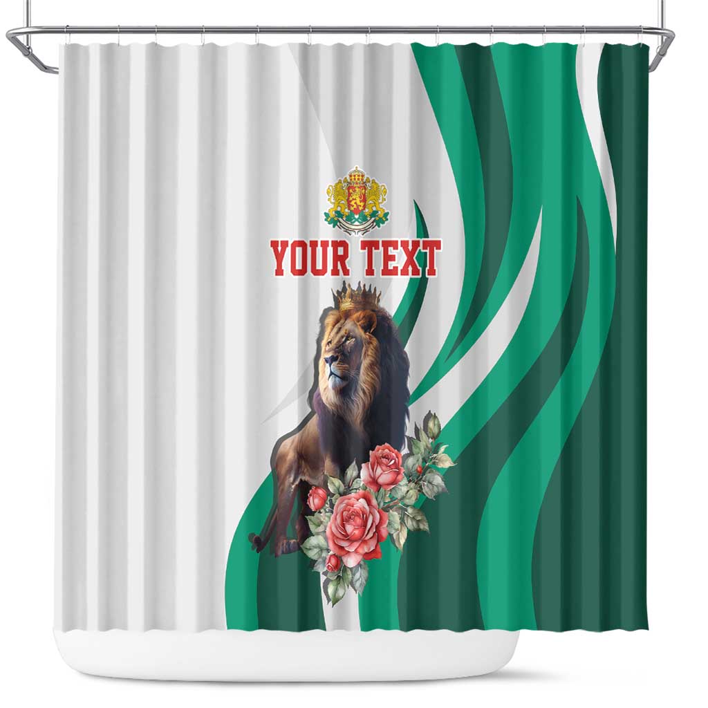 Personalized Bulgaria Coat of Arms Shower Curtain A Crowned Golden Lion with Rose LT17