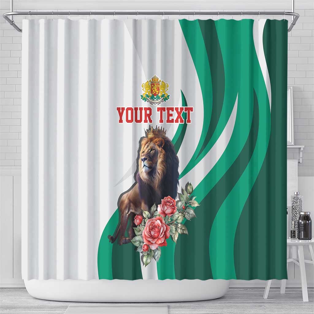 Personalized Bulgaria Coat of Arms Shower Curtain A Crowned Golden Lion with Rose LT17