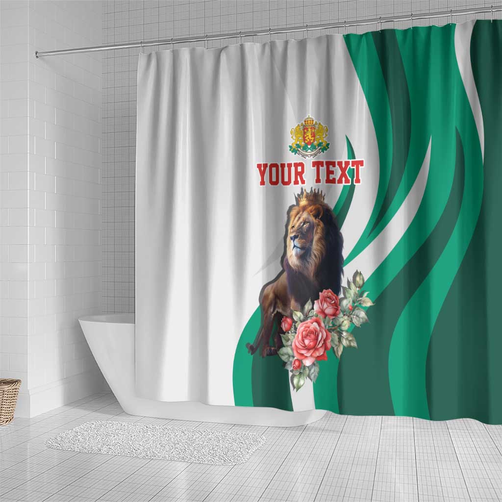 Personalized Bulgaria Coat of Arms Shower Curtain A Crowned Golden Lion with Rose LT17