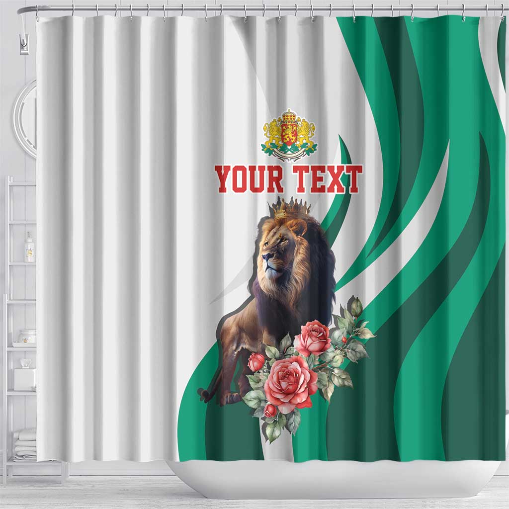 Personalized Bulgaria Coat of Arms Shower Curtain A Crowned Golden Lion with Rose LT17