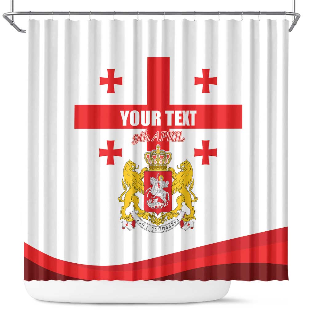 Personalized Georgia National Unity Day Shower Curtain 9th April with Coat of Arms and Flag LT17