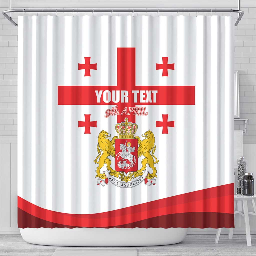 Personalized Georgia National Unity Day Shower Curtain 9th April with Coat of Arms and Flag LT17